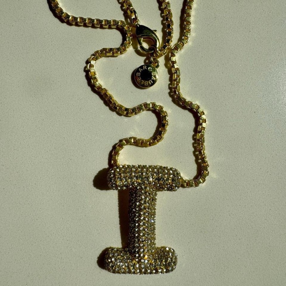 BaubleBar Gold Pave Initial Necklace - Picture 3 of 3